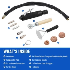 Tire Machine Repair Set W/ 2500rpm Low Speed Air Tire Buffer Tire Patch Roller