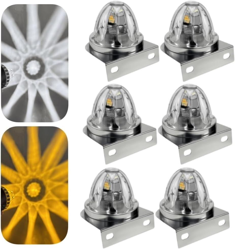 6xLED Watermelon Light Flash Lamp Clear Glass Lens Truck Trailer Turn Signal