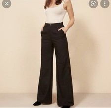 $178 Reformation Boy Trousers Wide Leg Black Size 12