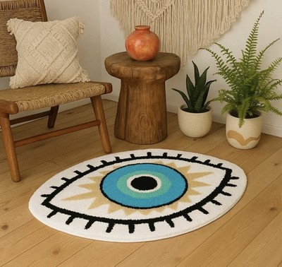 Momeni Novogratz Cucina CNA-9 Evil Eye Bath Mat Rug Polyester Multi Color 2'x3'