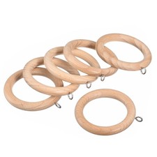 Image of 6Pcs 2.75 Inch Wooden Curtain Drapery Ring Hook for Curtain Drapery Rod, Natural