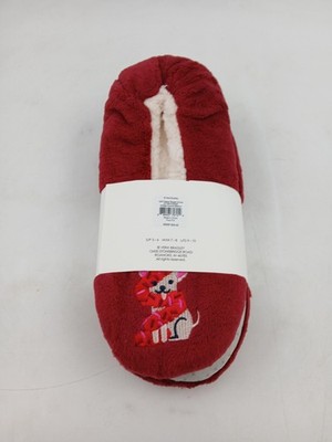 Vera Bradley Slippers Womens Red Holiday Hounds Dog Fleece Cozy Sock Size 7.5