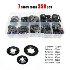 350pcs Internal Tooth Star Lock Spring Quick Washer Push On Speed Nut Assortment