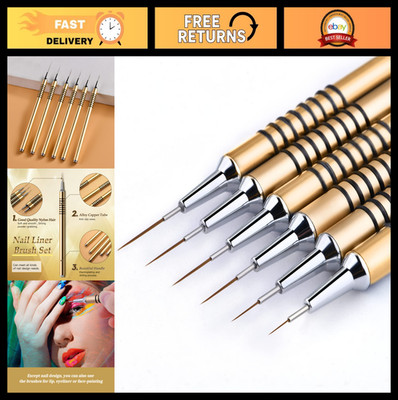 6Pcs Nail Art Liner Brush Set - Thin Striping & Dotting Pens for UV Gel Design
