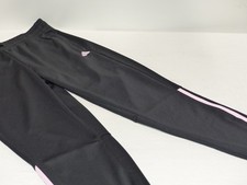 Adidas WOMENS SIZE MEDIUM Track Pants BLACK/PINK Quick Dry Jogger Zip Pockets