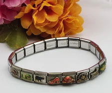 Vintage Italian Charm Bracelet Stainless Steel 7.25" 9mm Charm Various Brands