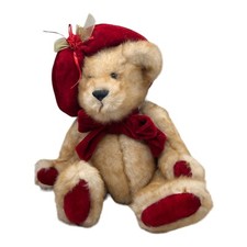 Vintage Dan Dee Collectible Plush Teddy Bear Red Velvet Hat Bows  Paws