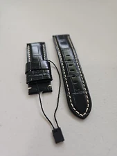Panerai Watch 24mm OEM Black Alligator Watch Strap Beigh Stitch for Tang Buckle 