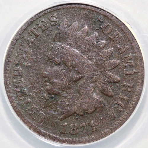 1871 1c Indian Head Cent ANACS VG 8 DETAILS SCRATCHED