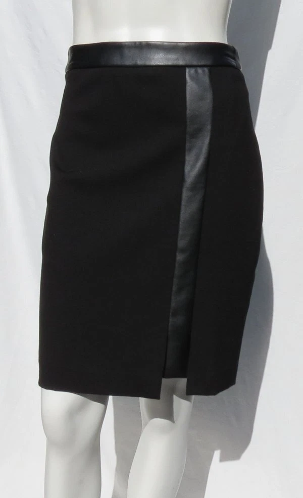 Black and white leather trim skirt cheap