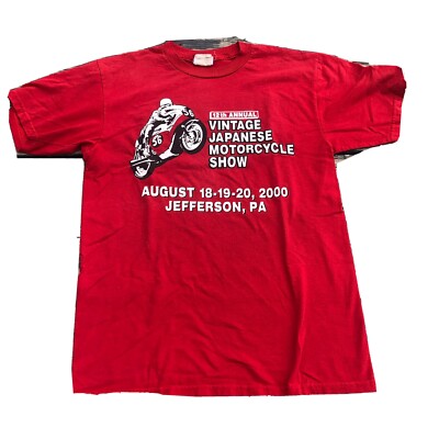 Tシャツ・カットソー HONDA MOTORCYCLE Vintage Cutoff Tshirt Red Vintage 2000 Japanese Motorcycle Show HONDA Kawasaki Medium