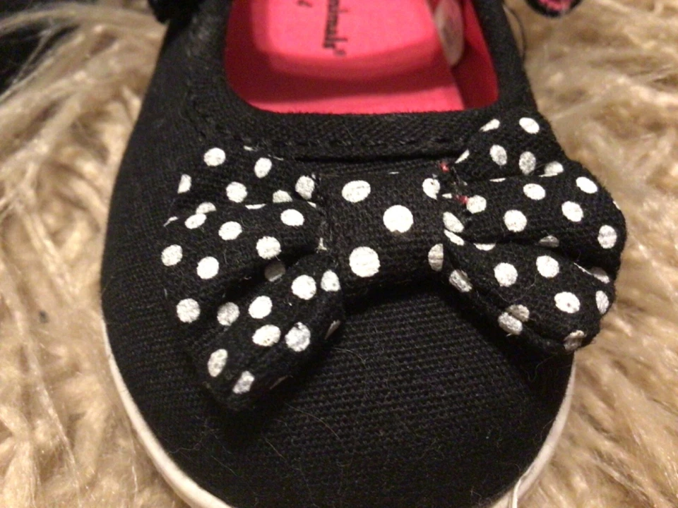 Garannimals~Niñas Pequeñas Talla 4 Zapatos Negros con Lazos a Lunares, Nuevos Foto 4 de 4