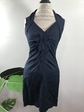 Magaschoni Tie Front Sheath Dress Midnight Blue Size 6