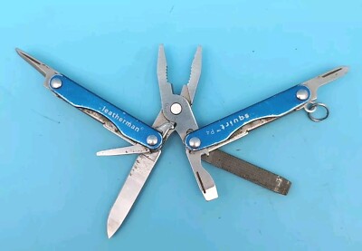 VINTAGE Leatherman Squirt P4 BLUE Multi-Tool Keyring Hunting Camping Knife Q21