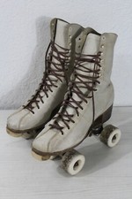 Vintage Brooks Philadelphia Roller Skates White Sz. Woman's 7.5 Chicago Plates