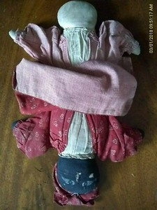 1800s-EARLY-Americana-TOPSY-TURVY-African-American-Handmade-CLOTH-DOLL-1-Antique
