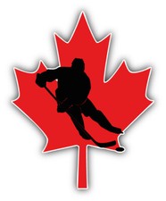 Maple Leaf Hockey Player Car Bumper Sticker Decal -  ''SIZES''