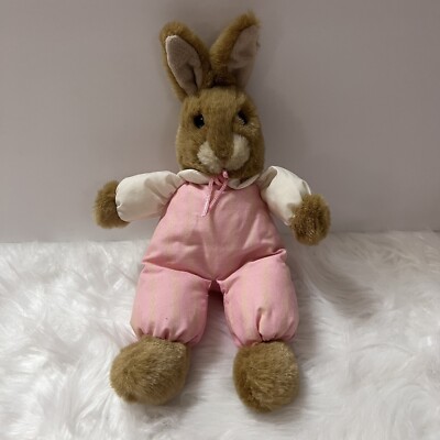 Dakin Pink Brown Bunny Rabbit Plush Stuffed Animal Vintage 1990 Baby Toy 11''