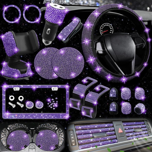 27-teiliges Damen Autozubehör Set - Bling Lenkradbezüge, Nummernschild - Bild 10 von 12