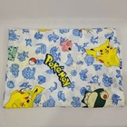 Pokemon Flat Twin Bed Sheet White 1998 Vintage Characters Pikachu Nintendo Game