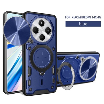 Für Xiaomi Redmi 14C Handyhülle Schutz mit Schiebe Kamera Cover Ring Ständer