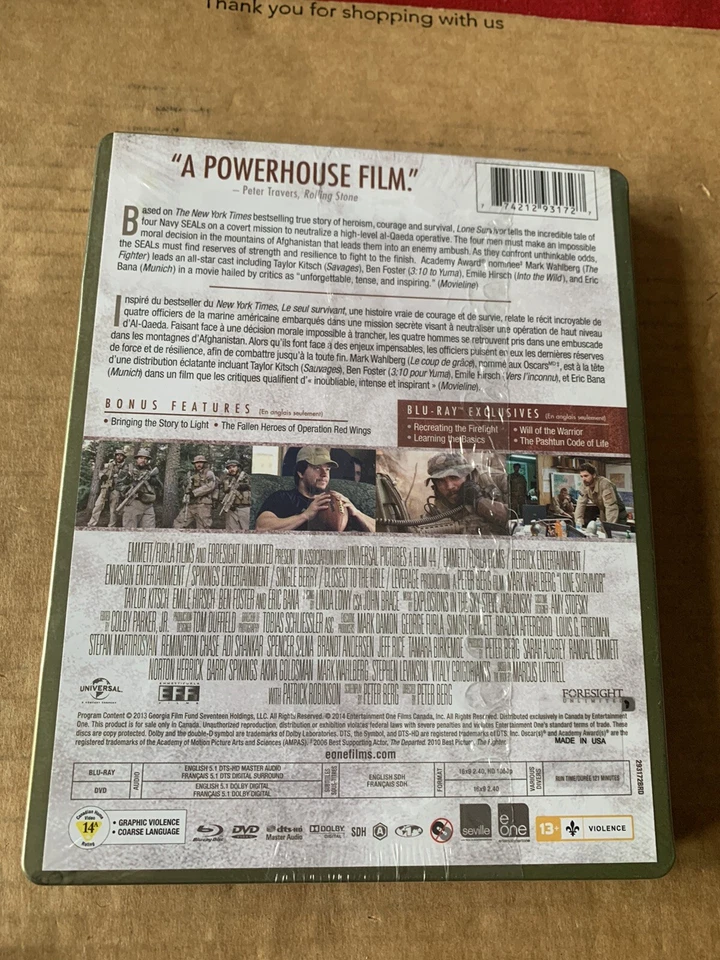 Lone Survivor Reg A Blu Ray Steelbook NEW & SEALED Futureshop Canada - Rare! - Image 2 of 4