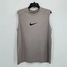 Vtg Nike SPARQ Training Muscle Tee Center Check Swoosh Activewear M Gray Black