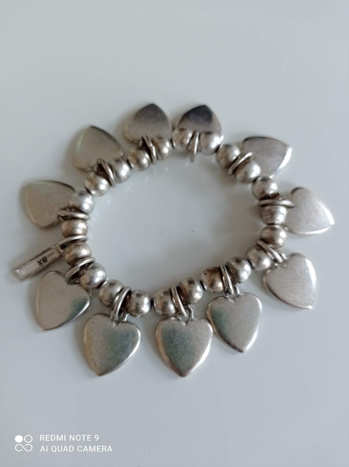 Retro Silver Tone Round Beaded Statement Heart Ch… - image 2