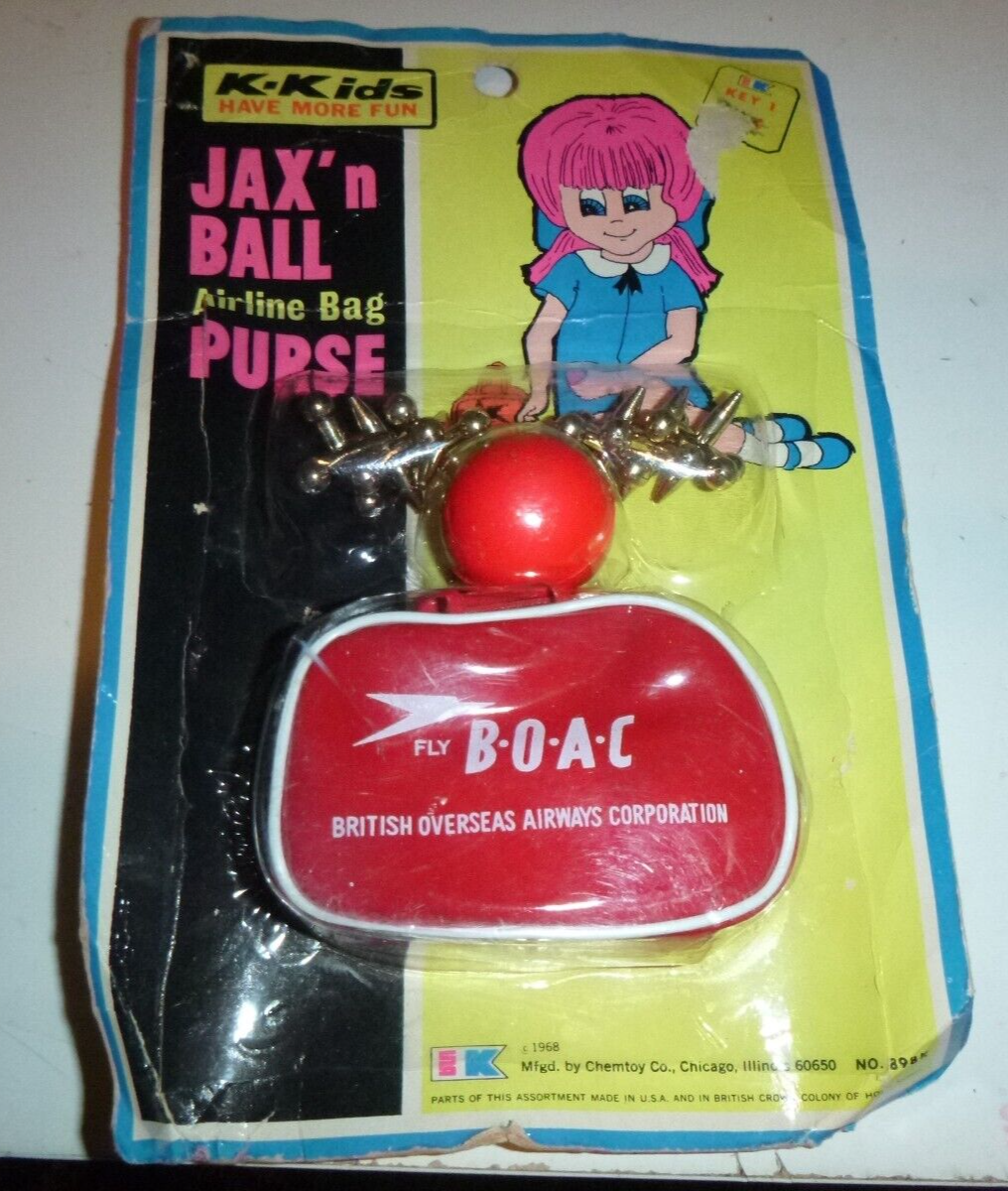 NOS Vtg 1968 Chemtoy Jax N Ball W/ Airline Bag Purse