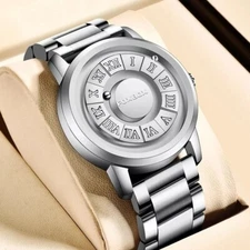 LIGE FOXBOX Men Watch Quartz Scrolling Bead Magne Wristwatch 30M Waterproof Gift