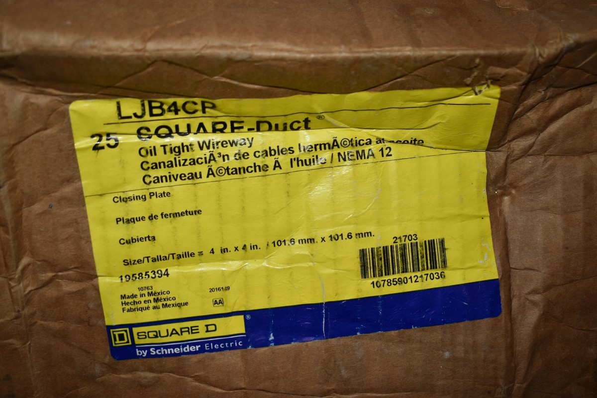 SQUARE D LJB4CP Wireway 4 X 4 N12 Closing Plate- LOT OF 25 SQUARE D LJB4CP Wireway 4 X 4 N12 Closing Plate- LOT OF 25