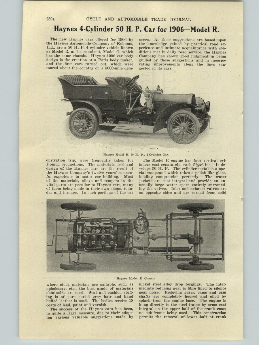 1906 PAPER AD 5 PG Article Haynes 50 HP Car Auto Automobile Model 