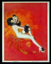 Billy De Vorss Illustrated Calendar Print 1900's Pierette Pretty Girl Sitting