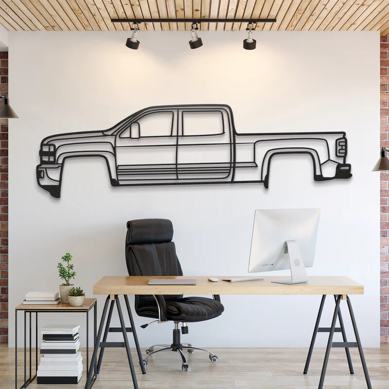 Wall Art Home Decor 3D Acrylic Metal Car Auto Poster USA 2015 SILVERADO