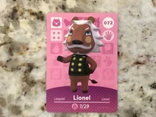 LIONEL #072 Animal Crossing Amiibo Authentic Nintendo Mint Card From Series 1