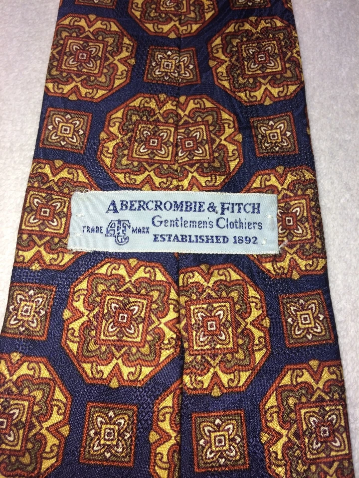 ABERCROMBIE & FITCH 56 X 3,75 AZUL MARINO CON MARRÓN Y DORADO  Foto 4 de 4