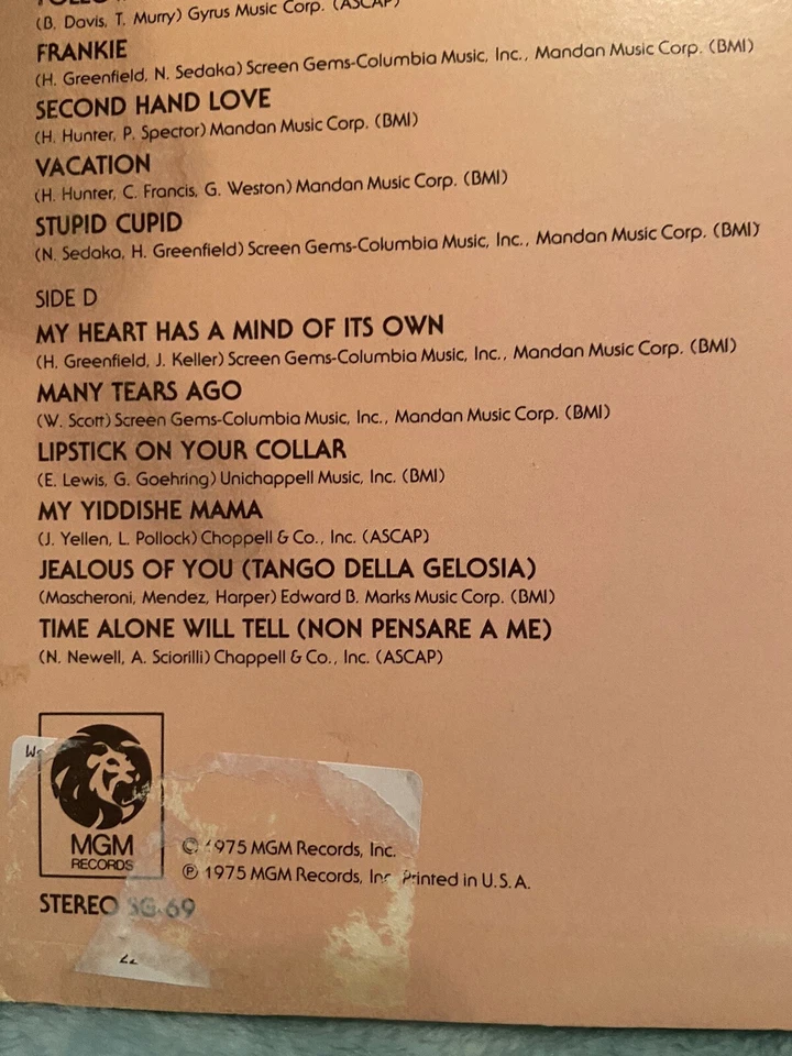 Connie Francis 'Connie' Vinyl 2x LP Records 1975 on MGM Sessions - Image 4 of 4