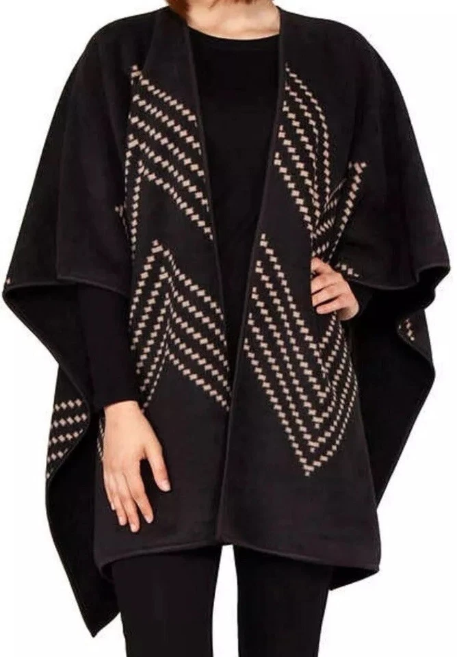 Ike Behar cálido reversible negro con diseño tostado envoltura para mujer para frío talla única Foto 2 de 4