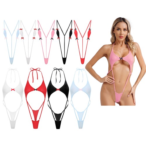 Womens Monokini Cute Bow Bodysuit Quick-drying Swimsuit One Piece Nightwear - Picture 2 of 97