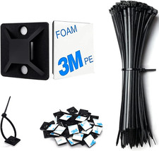 Strong Back-Glue Self Adhesive Cable Zip Tie Mounts Kit - 50 50 Set Black