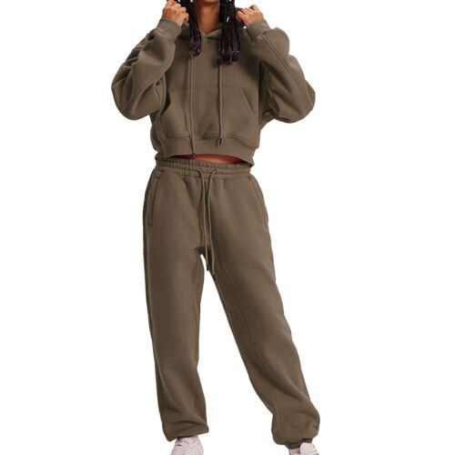 Damen Jogginganzüge Sets 2 Stück Outfits Cropped Hoodie Sweatshirt und Jogginghose - Bild 31 von 45