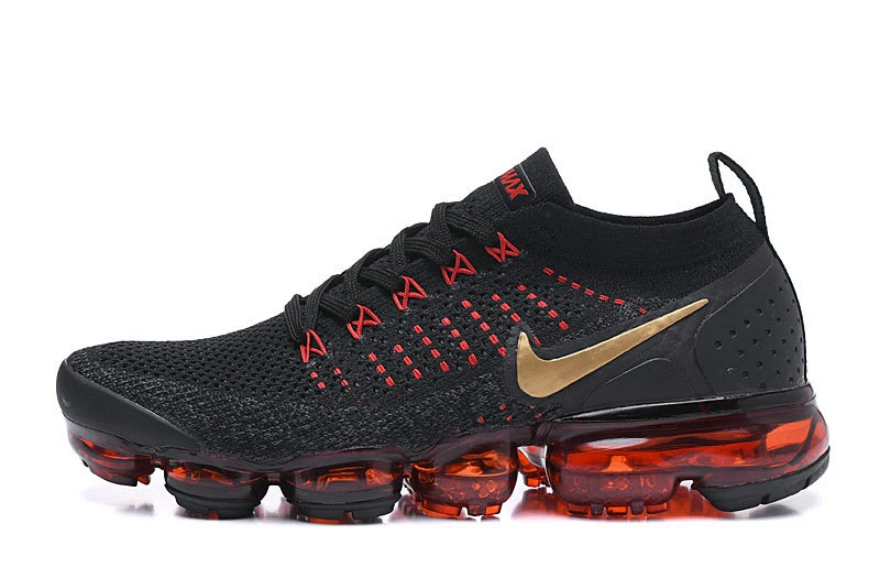 Size 8-11-Nike Air VaporMax Flyknit 2 BQ7036-001 Black red Menu0026#039;s shoes  | eBay