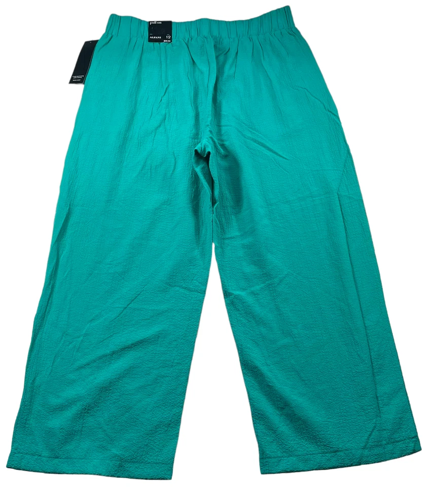 Pantalones de vestir Alfani para mujer talla 12 verde azulado elásticos 2 bolsillos pierna ancha Foto 2 de 4