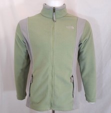 The North Face Jacket Girls Size XL Fleece Full Zip Green Gray Pockets Outdoor
