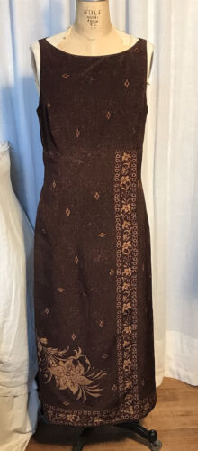 Vintage Kay Unger Brown All Silk No Sleeves Long D