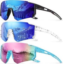 3PACK Kids Sunglasses Age 4-12, Softball Sports Cycling Goggles UV Protection