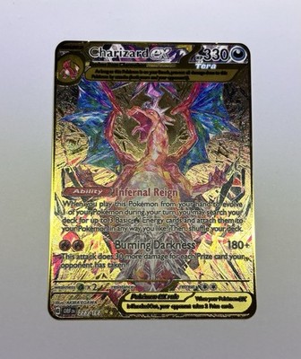 Pokemon Charizard ex 223/197Obsidian Flames Holo Gold Metal Fan