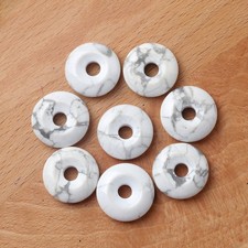 20pcs Natural Howlite Stone Large Hole Circle Beads Pendants DIY Jewelry 20mm