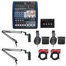 Presonus Audio Technica Podcast Studio Bundle w/Mixer 2 Mics Headphones Booms