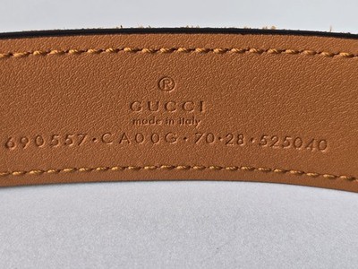 Gucci Belt 70 28 Brown Suede Gold GG Logo Buckle Blondie Cognac